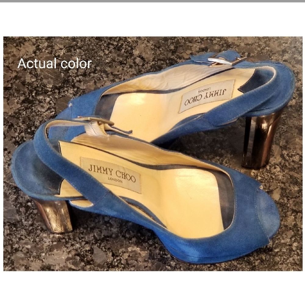 Authentic Jimmy Choo Suede Platform Slingbacks
